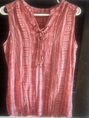 Women’s Pink Patterned Tie-Front Sleeveless Camisole
